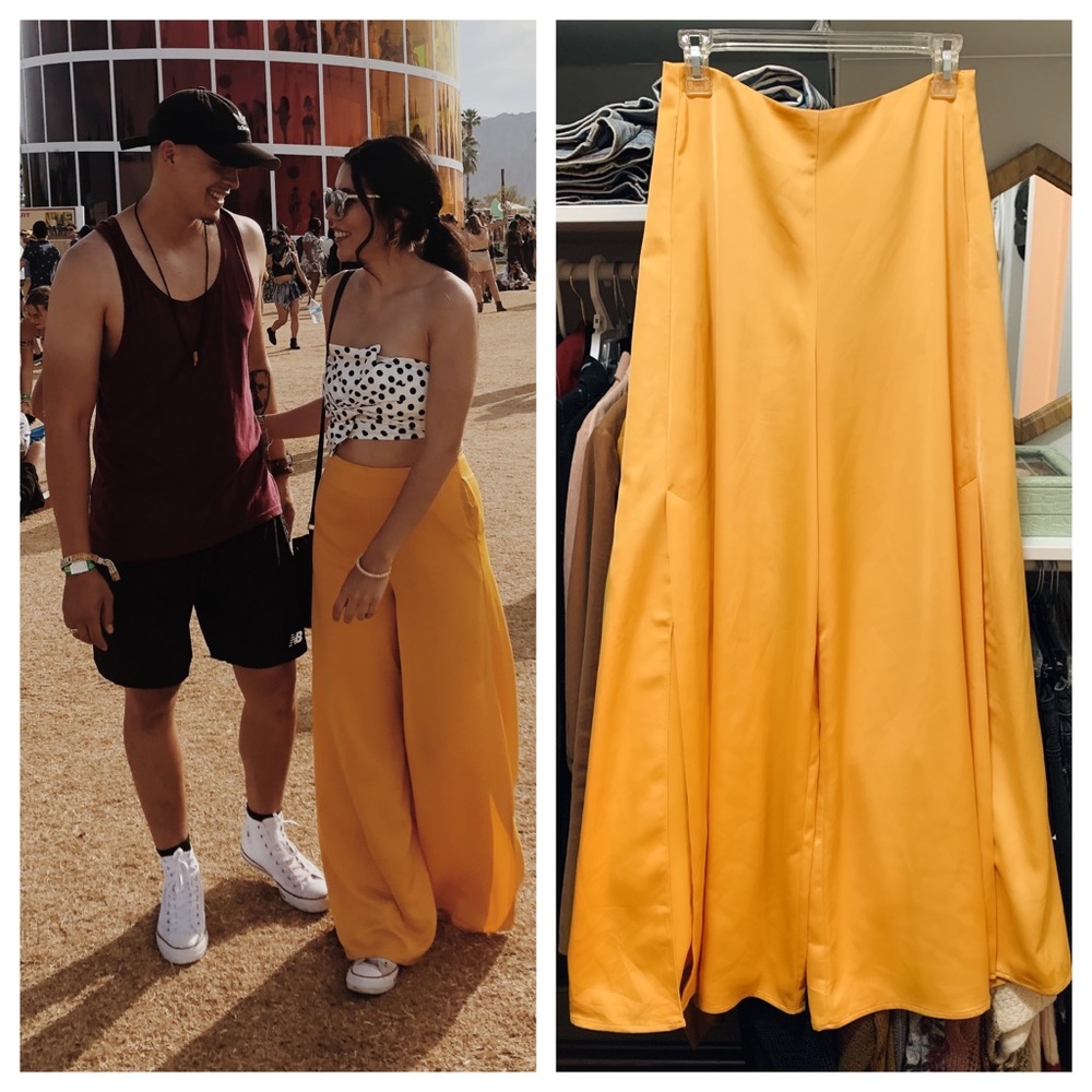 F21 Satin Side Slit Palazzo Pants